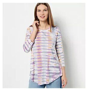 Logo Tie-Dye Tunic Size Medium Pockets Multicolor NWOT